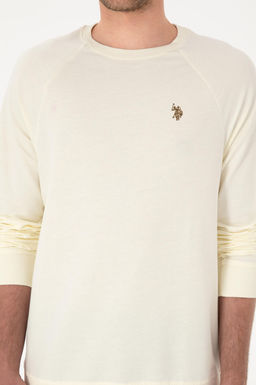 Erkek BEYAZ Basic Sweatshirt Sepette S_rpriz _ndirim