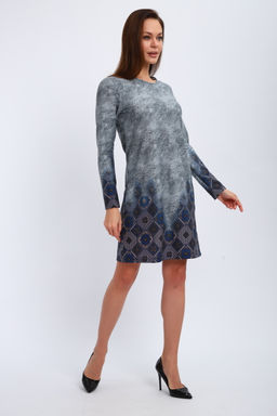 Ночная сорочка из интерлока длинный рукав купон Соня серо-голубой