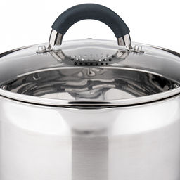 Кастрюля из нержавеющей стали "Луиза" 3,1л, д17,4см, h12см, s0,5мм, дно s2,9мм, стеклянная крышка, просиликоненные ручки, подарочная коробка, "Appetite" (Китай)