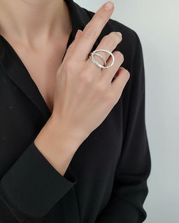 Кольцо с белым серебрением