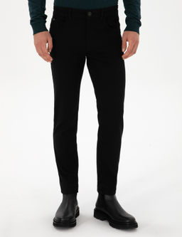 Siyah Slim Fit Pamuk Liyosel Kar___ml_ Jean Pantolon