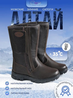 Сапоги мужские Алтай, коричневые, литая подошва