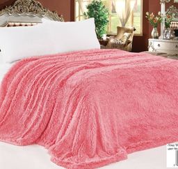 Меховой плед с длинным ворсом (Розовый)