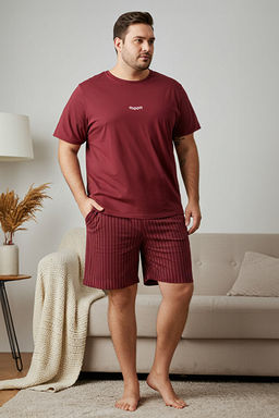 B_y_k Beden Bordo Regular Fit Rahat Bask_l_ _ortlu Pijama Tak_m_ TMNSS23PT00014