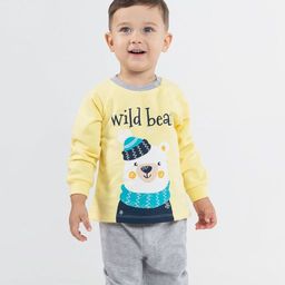 CRB wear/CWNB 90053-30-289 Комплект для мальчика (джемпер, брюки), светло-желтый-светло-серый меланж/Ex.Cherubino  фото 2