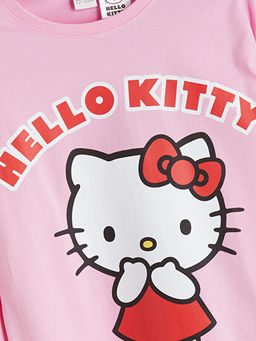 Bisiklet Yaka Hello Kitty Bask?l? K?z ?ocuk Pijama Tak?m?