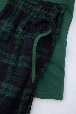 Yesil Regular/Normal Kesim Ekose/Kareli Pamuklu Orme Pijama Tak?m? TMNSS26PT00048