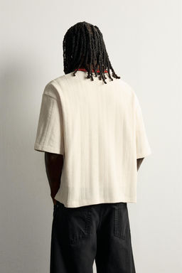 CAMISA POLO ESTRUCTURA BORDADO / Blanco roto - Zara фото 3