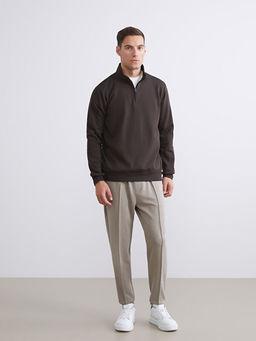 Dik Yaka Uzun Kollu Erkek Kal?n Sweatshirt