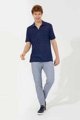 Erkek Carrot Fit Mavi Kanvas Pantolon