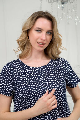 Платье женское из кулирки Кармелита горошек на темно-синем - Амадэль фото 12