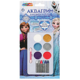 Набор для аквагрима "Снежная принцесса" палетка 6цв. + карандаши 6шт. (AFPMIX-113931) в блистере