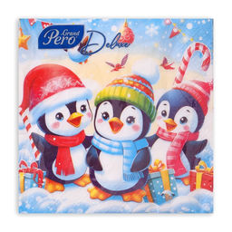 Цена за 2 шт. Салфетки новогодние бумажные GrandPero Deluxe Пингвины, 3 слоя, 33?33 см, 20 шт.