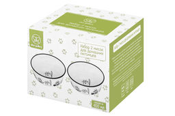 Набор 2 мисок для домашних питомцев 400 мл 13,5*13,5*5 см БЕЗ КОТА ЖИЗНЬ НЕ ТА Жизнь кошек - Elan gallery фото 9