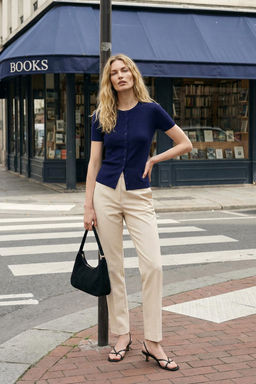 Lacivert Bisiklet Yaka Ince Bluz TWOSS25BZ00300