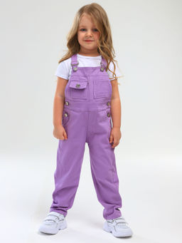 Полукомбинезон джинсовый для девочек - Синий мир фото 3