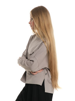 Свитшот для девочки однотонный 22-7685 серый - Mini maxi фото 13