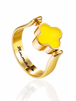 Двойное кольцо Монако Янтарь® с натуральным янтарём двух оттенков