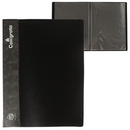 Цена за 2 шт. Папка с 10 вкладышами А4, 500 мкм, Calligrata, карман на корешок, чёрная