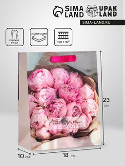 Пакет подарочный вертикальный «Самой прекрасной», MS 18×23×10 см