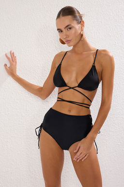 TRENDYOLMILLA Siyah Yuksek Bel Vut Out/Pencere Detayl? Baglamal? Regular Bikini Alt? TBESS25BA00034 фото 2