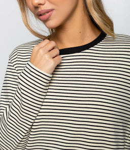 Лонгслив #КТ8013 (4), чёрный,молочный