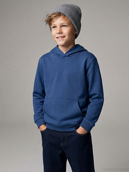 Kap??onlu D?z Erkek ?ocuk Kal?n Sweatshirt