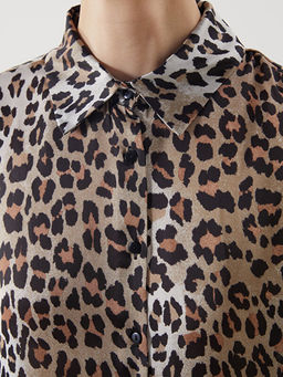 Leopar Desenli Saten Kad?n G?mlek Tunik