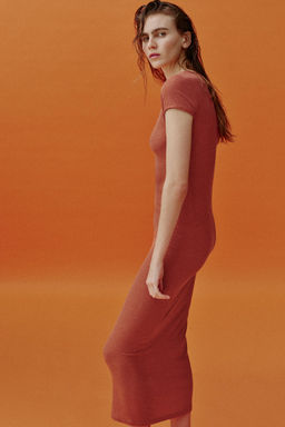 VESTIDO LARGO MANGA CORTA / Naranja - Zara фото 3