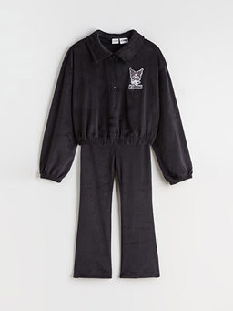 Polo Yaka Kuromi Nak??l? K?z ?ocuk Sweatshirt ve Tayt