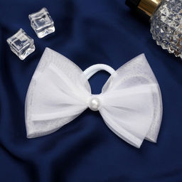 Цена за 6 шт. Бант для волос на резинке «Школьница», классика бусинка, 11×7 см, белый