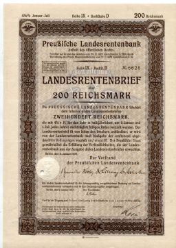 Облигация 4,5% 200 рейхсмарок 1937 года Германия