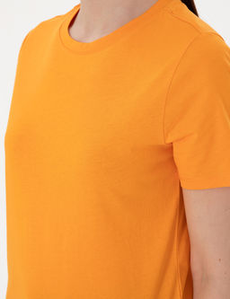 Turuncu Regular Fit Bisiklet Yaka Basic Ti__rt