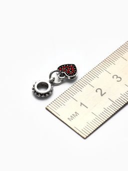 Цена за 5 шт. Шарм подвеска «Сердце», красный в серебре