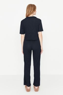 Trendyolmilla Lacivert Ay?c?kl? Fitilli Orme Pijama Tak?m? THMSS21PT0168 фото 13