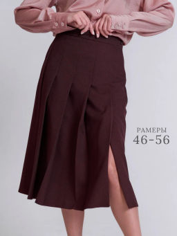 Расклешенная юбка со складками из костюмной ткани в составе ШЕРСТЬ