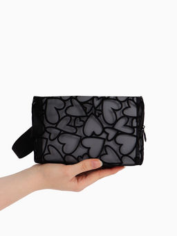 Косметичка Black beauty, с ручкой, на молнии, чёрная