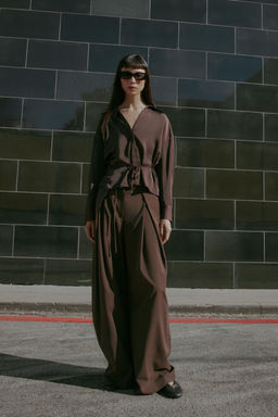 SATIN BLOUSE WITH BELT