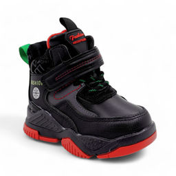 Ботинки на меху 1810-6-1 черно красные