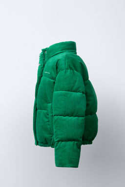 EMBROIDERED TEXT CORDUROY PUFFER JACKET - Zara фото 3