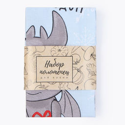 Набор полотенец Доляна Рождественский дракон 28х46 см - 2 шт, 100% хл, рогожка 164 г/м2  фото 6