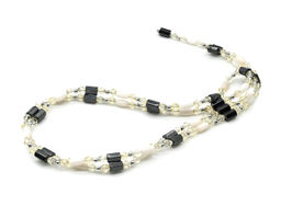 Бусы-браслет магнитные с гематитом 6*8мм, цв.черно-белый, 87см Радуга камня  фото 4