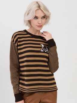 Джемпер женский 7232-40226. 5800363/5300521/501 горький шоколад/ристретто/белый