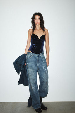 STRAPPY VELVET BODYSUIT