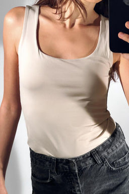 POLYAMIDE TOP WITH WIDE STRAPS - Zara фото 33