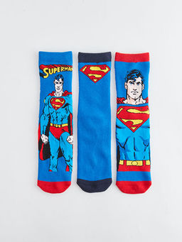 Superman Desenli Erkek ?ocuk Soket ?orap 3l?