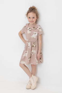 КР 5824/кофейный,милые кошечки к511 платье для дев - Crockid фото 3