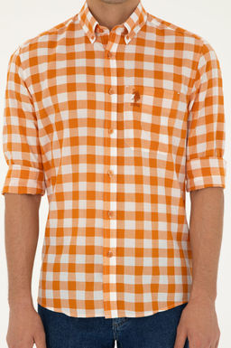 Мужская рубашка с длинным рукавом кирпичного цвета - U.s. polo assn фото 6