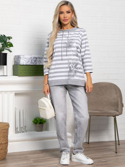 Блуза Весенняя нежность (бело-серая) Б15422-18М