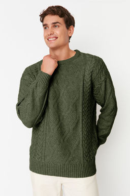 TRENDYOL MAN Beyaz Oversize Genis Kal?p Bisiklet Yaka Sac Orgulu Triko Kazak TMNAW23KZ00280 - Trendyolmilla фото 5